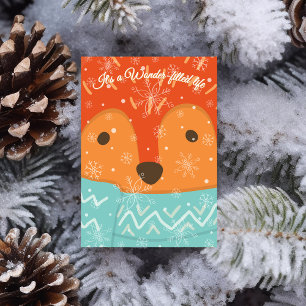 Cartes Pour Fêtes Annuelles Renard d'hiver Vie remplie de merveilles Noël drôl