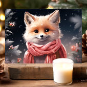 Cartes Pour Fêtes Annuelles Renard mignon avec Écharpe Noël