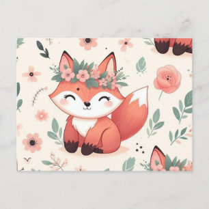 Cartes Pour Fêtes Annuelles Renard mignon avec motif sans fleur