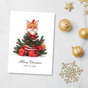 Cartes Pour Fêtes Annuelles Renard mignon dans le Père Noël Noël Personnalisé