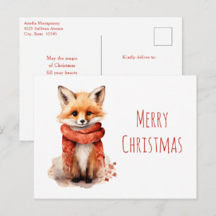 Cartes Pour Fêtes Annuelles Renard mignon en écharpe rouge pour Noël