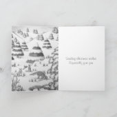 Cartes Pour Fêtes Annuelles renard mignon et lapin scène de neige de noël (Intérieur)