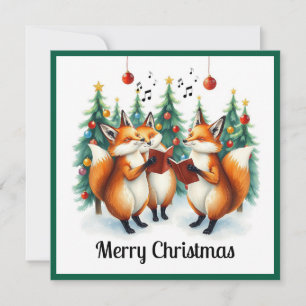 Cartes Pour Fêtes Annuelles Renard mignon rustique Noël chênes d'hiver chantai
