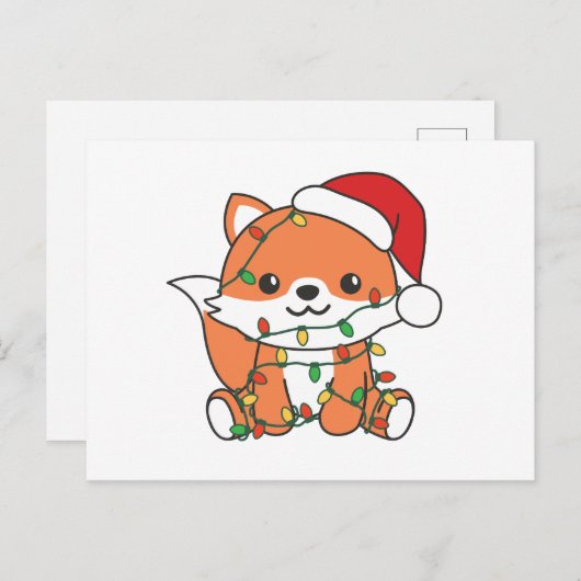 Cartes Pour Fêtes Annuelles Renard Noël Hiver Animaux Fêtes Renards (Devant / Derrière)