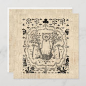 Cartes Pour Fêtes Annuelles Renard orné et lapins lapins lapins mignonés Art a (Devant / Derrière)