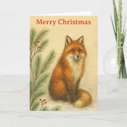 Cartes Pour Fêtes Annuelles Renard Rouge de Noël Faune Fêtes (Devant)