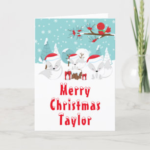 Cartes Pour Fêtes Annuelles Renards Arctiques Forêt de Noël Joyeux Noël