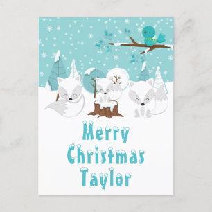 Cartes Pour Fêtes Annuelles Renards arctiques Merveilleux Noël d'hiver