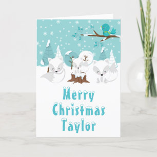Cartes Pour Fêtes Annuelles Renards Arctiques Merveilleux Noël Hiver