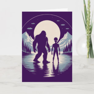 Cartes Pour Fêtes Annuelles Rencontre paranormale avec Bigfoot, Alien et UFO