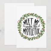 Cartes Pour Fêtes Annuelles Rencontrez-moi sous la couronne d'aquarelle Mistle (Devant / Derrière)