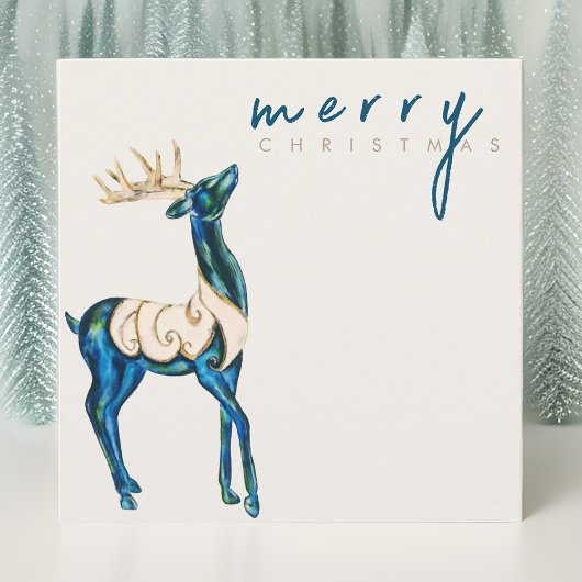 Cartes Pour Fêtes Annuelles Renne à l'aquarelle iridescente Joyeux Noël 