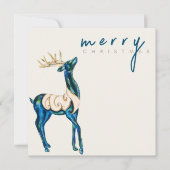 Cartes Pour Fêtes Annuelles Renne à l'aquarelle iridescente Joyeux Noël  (Devant)