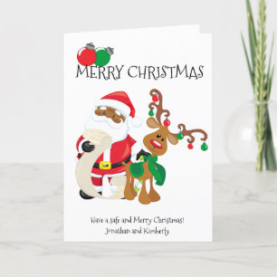 Cartes Pour Fêtes Annuelles Renne africaine-américaine du Père Noël de Noël