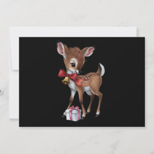 Cartes Pour Fêtes Annuelles Renne Bébé Noël Rose Rétro Vintage Cerf