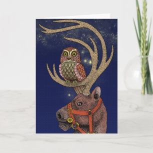 Cartes Pour Fêtes Annuelles Renne de hibou