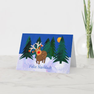 Cartes Pour Fêtes Annuelles Renne de Noël avec la salutation espagnole