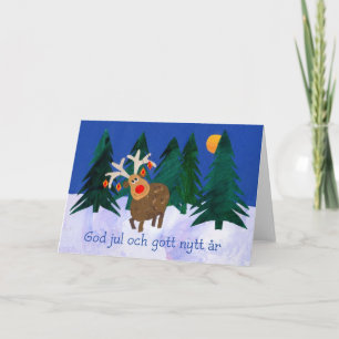 Cartes Pour Fêtes Annuelles Renne de Noël avec la salutation suédoise