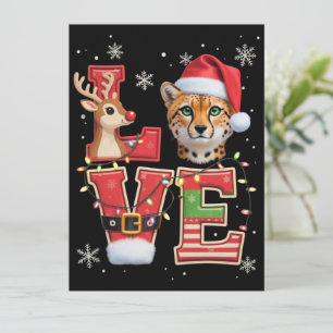 Cartes Pour Fêtes Annuelles Renne ELF Chapeau de Père Noël Amour Guépard Anima