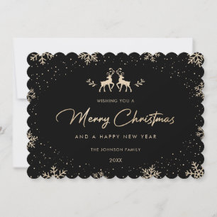 Cartes Pour Fêtes Annuelles Renne en or noir Flocon de neige