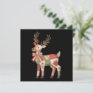 Cartes Pour Fêtes Annuelles Renne en patchwork brodé de Noël Animal