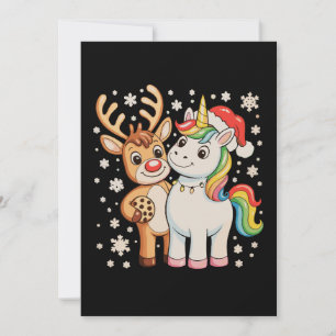 Cartes Pour Fêtes Annuelles Renne Licorne Noël Xmas Vacances Fêtes