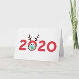 Cartes Pour Fêtes Annuelles Renne Masqué 2020 Rouge Vert Personnalisé