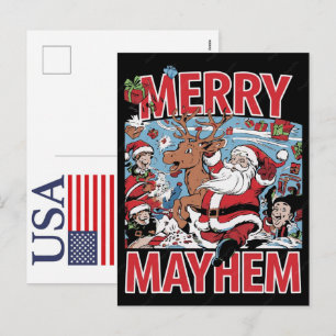 Cartes Pour Fêtes Annuelles Renne Noël drôle USA 250 Ans Patriotique