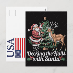 Cartes Pour Fêtes Annuelles Renne Noël drôle USA 250 Ans Patriotique