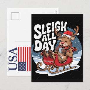 Cartes Pour Fêtes Annuelles Renne Noël drôle USA 250 Ans Patriotique