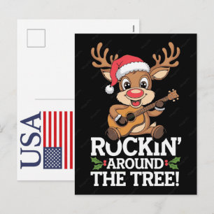 Cartes Pour Fêtes Annuelles Renne Noël drôle USA 250 Ans Patriotique