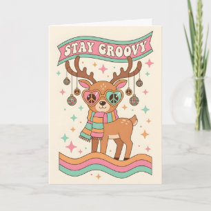 Cartes Pour Fêtes Annuelles Renne rétro groovy joyeux Noël