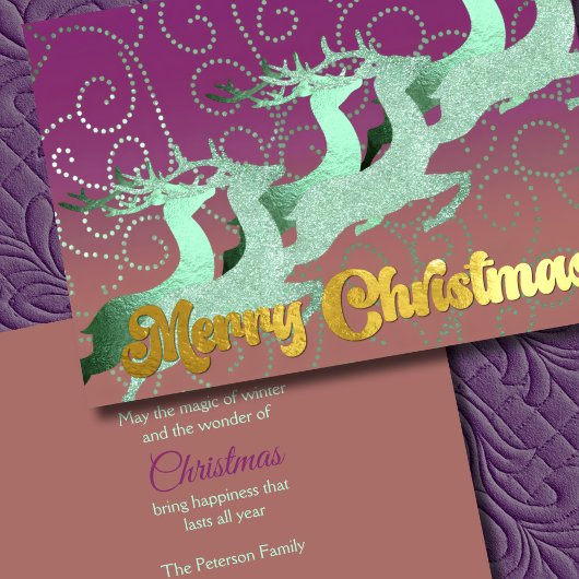 Cartes Pour Fêtes Annuelles Renne Volant Menthe Argile Violette