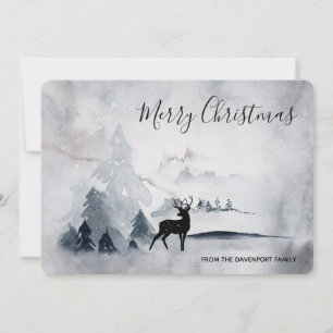 Cartes Pour Fêtes Annuelles Rennes dans l'Aquarelle gris sauvage Noël