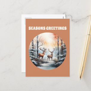 Cartes Pour Fêtes Annuelles rennes d'aquarelle de Noël ajouter du texte