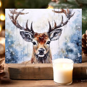 Cartes Pour Fêtes Annuelles Rennes d'aquarelle en neige