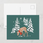 Cartes Pour Fêtes Annuelles Rennes de bois en hiver (Devant / Derrière)