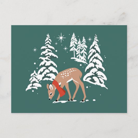 Cartes Pour Fêtes Annuelles Rennes de bois en hiver (Devant)