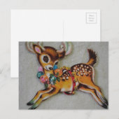 Cartes Pour Fêtes Annuelles Rennes de Noël 1950 (Devant / Derrière)