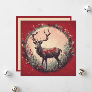 Cartes Pour Fêtes Annuelles Rennes de Noël avec Couronne de Fêtes