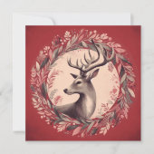 Cartes Pour Fêtes Annuelles Rennes de Noël avec Couronne de Fêtes (Devant)