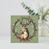 Cartes Pour Fêtes Annuelles Rennes de Noël avec couronne des Fêtes (Debout devant)