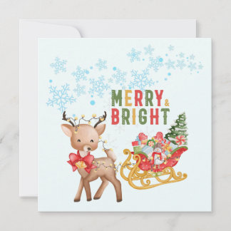 Cartes Pour Fêtes Annuelles Rennes de Noël et traîneau du Père Noël