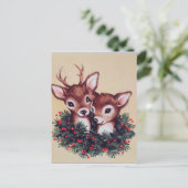 Cartes Pour Fêtes Annuelles rennes de Noël rétro (Debout devant)