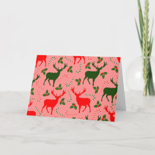 Cartes Pour Fêtes Annuelles rennes de noël rose