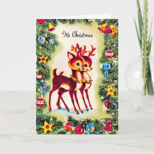 Cartes Pour Fêtes Annuelles Rennes de Noël Vintage