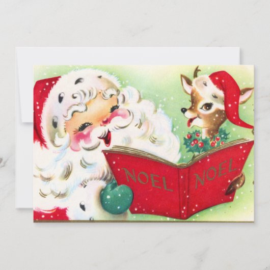 Cartes Pour Fêtes Annuelles rennes de Père Noël rétro (Devant)