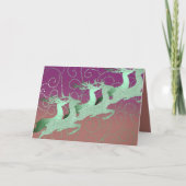 Cartes Pour Fêtes Annuelles Rennes du Père Noël en pâte à modeler violette (Devant)