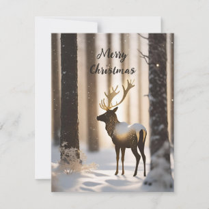 Cartes Pour Fêtes Annuelles Rennes Élégants dans une Forêt d'Hiver - Minimalis