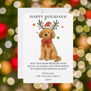 Cartes Pour Fêtes Annuelles Rennes en bois pour chiot Goldendoodle Noël